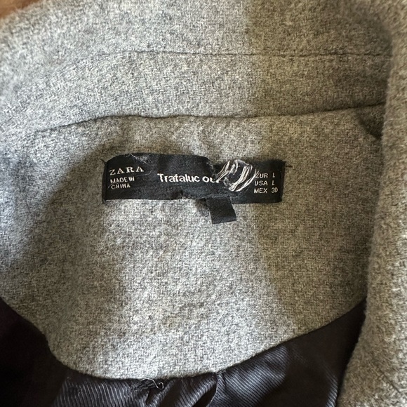 Size Large (L) Grey Zara Pea Coat - Picture 7 of 9